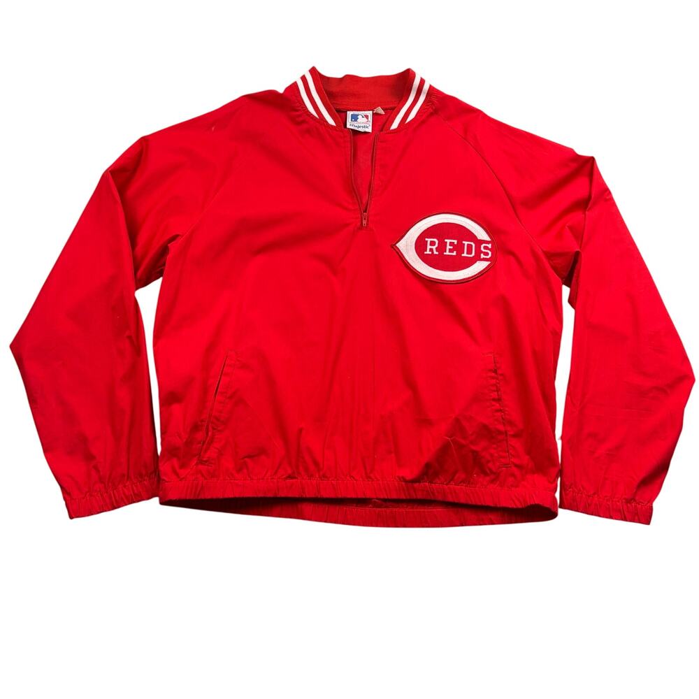 Vintage 90s Cincinnati Reds Majestic Quarter-Zip Pullover Jacket Mens Large